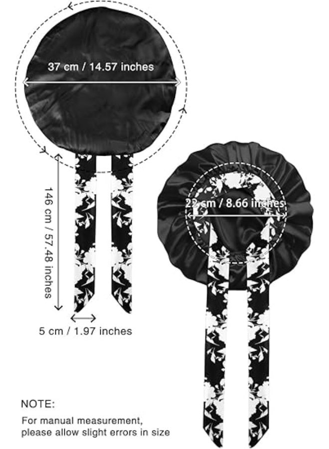 olayks 4 Pcs Printing Silk Hair Bonnet Nightcaps,With Wide Edge Ribbon,Tie Satin Lined,Sleep Shower Cap Hair Care Cover,For Women's Unisex Curls Natural Hair Personal Care - Image 4
